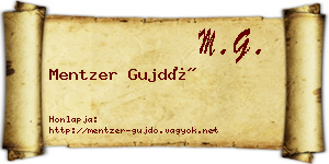 Mentzer Gujdó névjegykártya